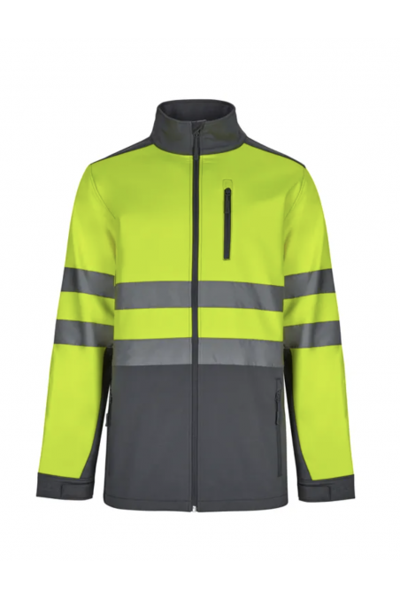 Giacca soft shell bicolore AV Grigio/Giallo Fluo