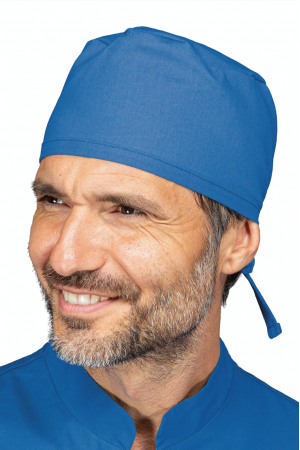 Bandana regolabile in cotone di colore azzurro per il settore sanitario